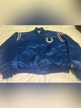 Vintage Starter Pro Line Indianapolis Colts Embroidered Satin Bomber Jacket XL